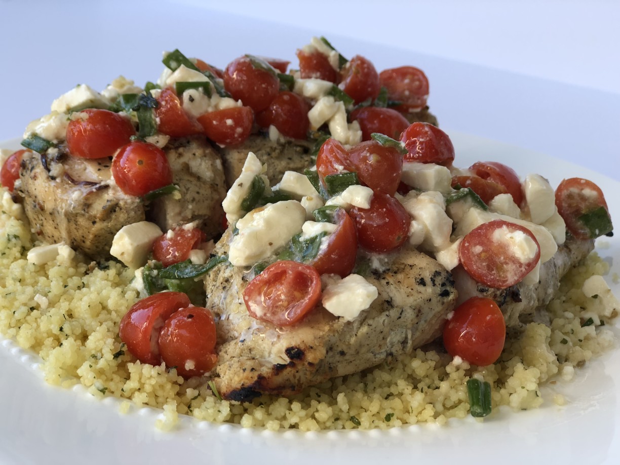 grilled greek chicken with tomato feta salsa yogurt